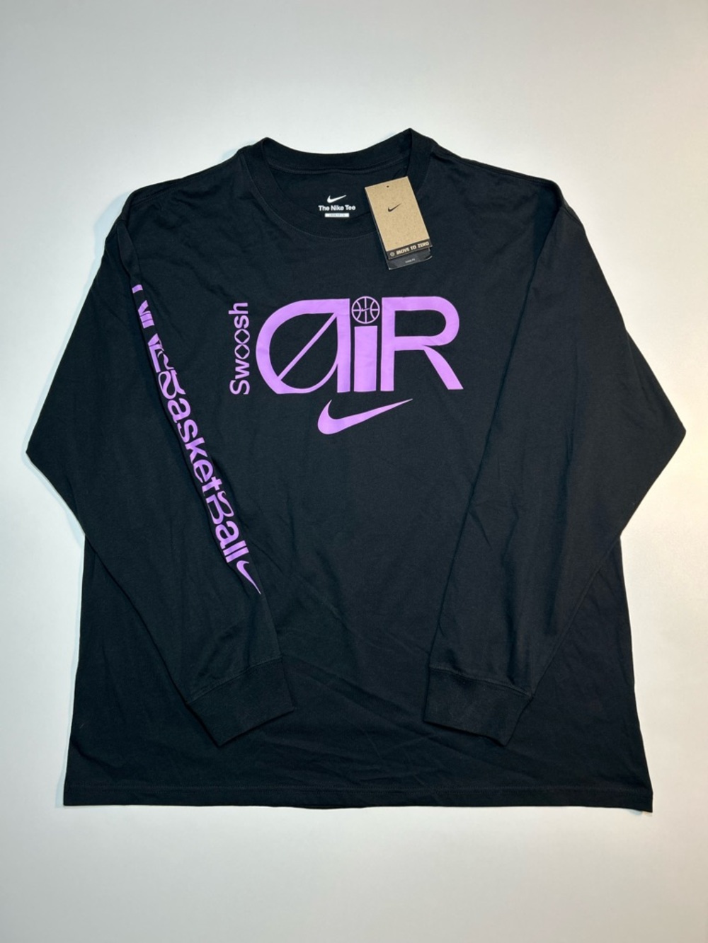 Nike Max90 Men's Long Sleeve Basketball Graphic T-Shirt Black Purple NWT